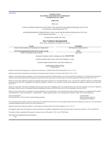 Thumbnail Live Ventures 10-K Annual Report 