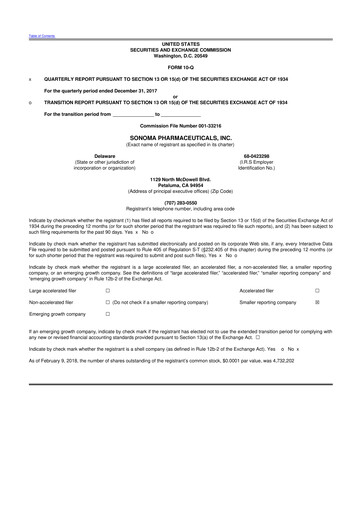 Vorschaubild Sonoma Pharmaceuticals 10-Q Quartalsbericht 2018 