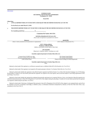 Vorschaubild Sonoma Pharmaceuticals 10-K Jahresbericht 2018