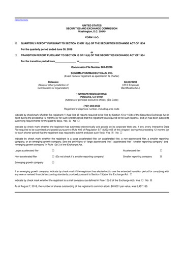 Vorschaubild Sonoma Pharmaceuticals 10-Q Quartalsbericht 2019 