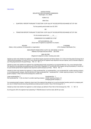 Thumbnail Aethlon Medical
 10-Q Quarterly Report FY2019 