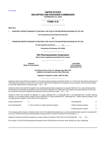 Vorschaubild Phio Pharmaceuticals 10-Q Quartalsbericht 2018 