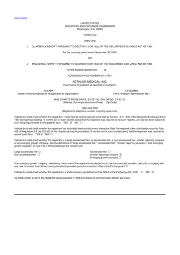 Thumbnail Aethlon Medical
 10-Q Quarterly Report FY2019 