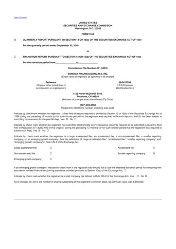 Vorschaubild Sonoma Pharmaceuticals 10-Q Quartalsbericht 2019 