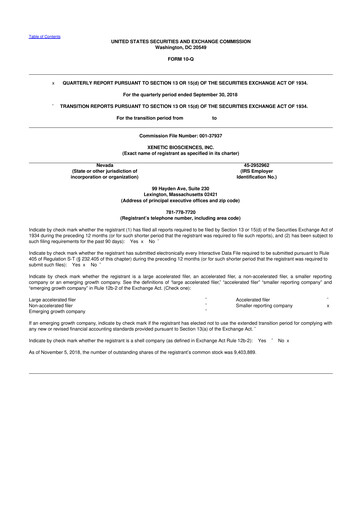 Thumbnail Xenetic Biosciences 10-Q Quarterly Report FY2018 