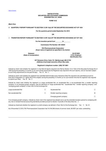 Vorschaubild Phio Pharmaceuticals 10-Q Quartalsbericht 2018 
