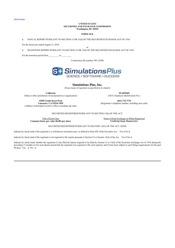 Thumbnail Simulations Plus
 10-K Annual Report 2018