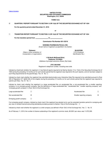 Vorschaubild Sonoma Pharmaceuticals 10-Q Quartalsbericht 2019 
