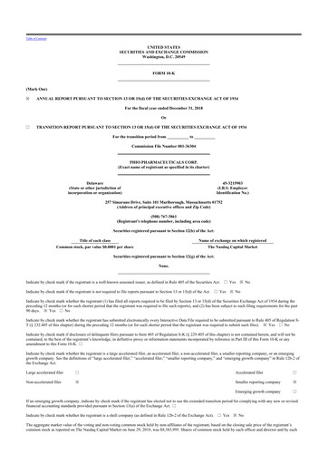 Vorschaubild Phio Pharmaceuticals 10-K Jahresbericht 2018