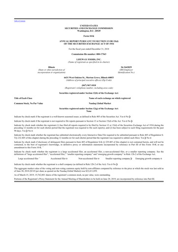 Thumbnail Lifeway Foods
 10-K Annual Report 2018