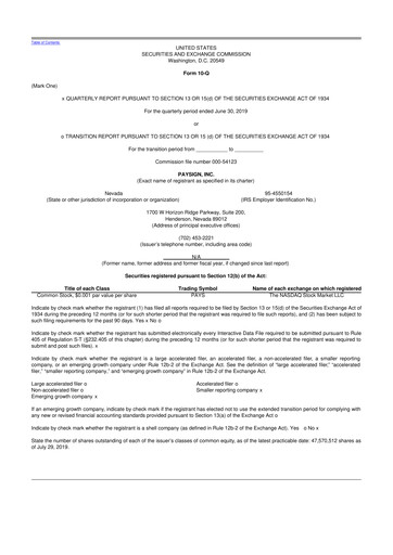 Thumbnail Paysign 10-Q Quarterly Report FY2019 