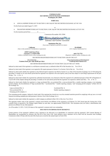 Thumbnail Simulations Plus
 10-K Annual Report 2019