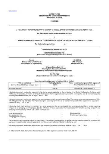 Thumbnail Xenetic Biosciences 10-Q Quarterly Report FY2019 