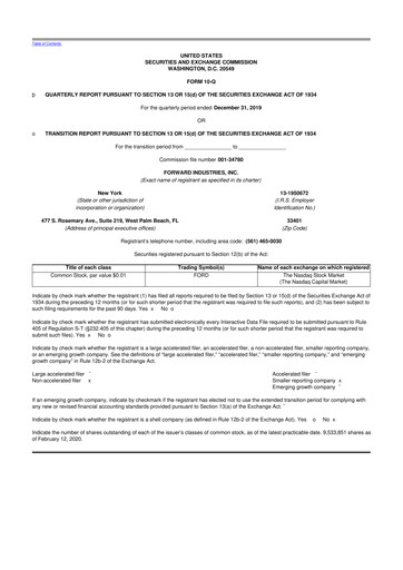 Miniature Forward Industries 10-Q Rapport trimestriel 2020 