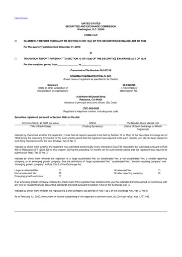 Vorschaubild Sonoma Pharmaceuticals 10-Q Quartalsbericht 2020 