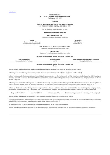 Thumbnail Lifeway Foods
 10-K Annual Report 2019