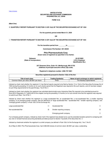 Vorschaubild Phio Pharmaceuticals 10-Q Quartalsbericht 2020 