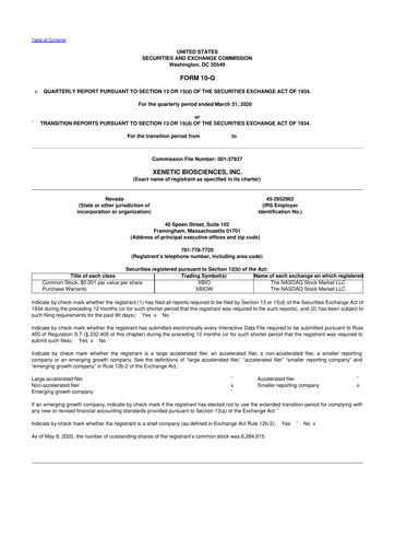 Thumbnail Xenetic Biosciences 10-Q Quarterly Report FY2020 