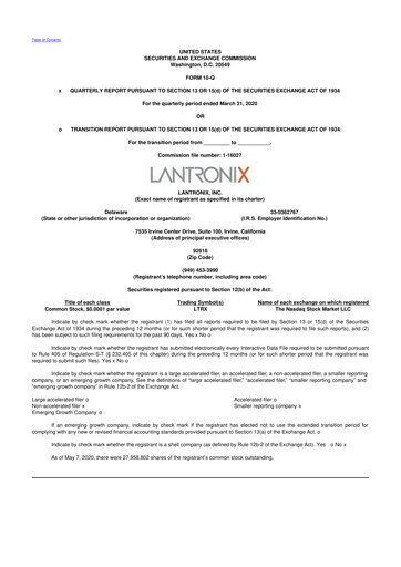 Thumbnail Lantronix 10-Q Quarterly Report FY2020 