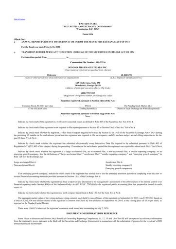 Vorschaubild Sonoma Pharmaceuticals 10-K Jahresbericht 2020