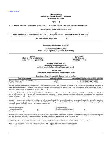 Thumbnail Xenetic Biosciences 10-Q Quarterly Report FY2020 