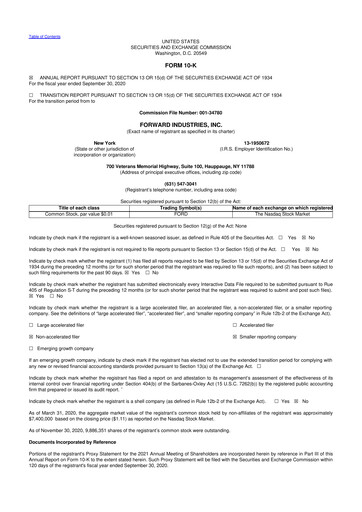 Miniature Forward Industries 10-K Rapport annuel 2020