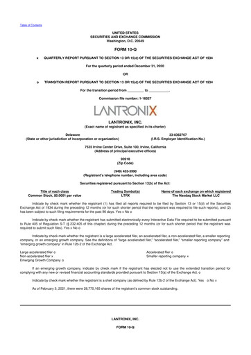 Thumbnail Lantronix 10-Q Quarterly Report FY2021 