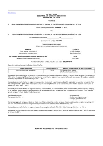 Miniature Forward Industries 10-Q Rapport trimestriel 2021 