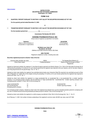 Vorschaubild Sonoma Pharmaceuticals 10-Q Quartalsbericht 2021 