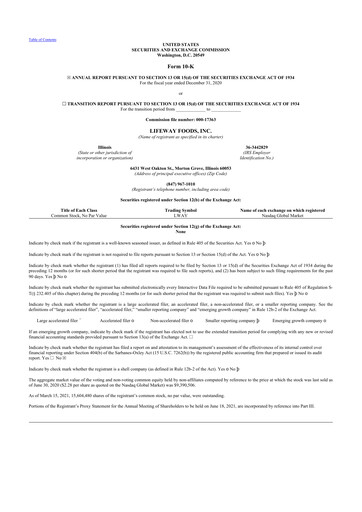 Thumbnail Lifeway Foods
 10-K Annual Report 2020