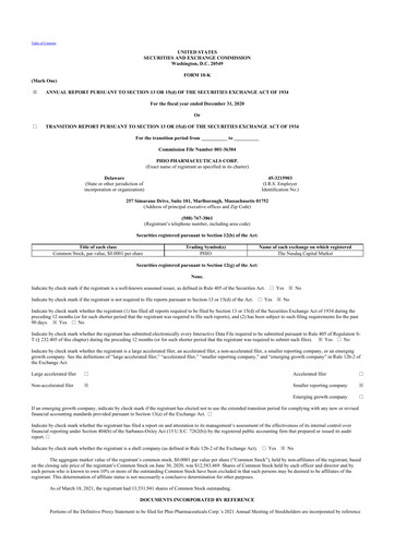 Vorschaubild Phio Pharmaceuticals 10-K Jahresbericht 2020