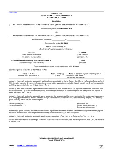 Miniature Forward Industries 10-Q Rapport trimestriel 2021 