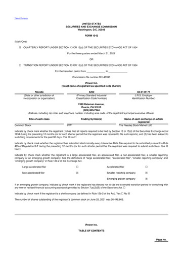 Miniature iPower 10-Q Rapport trimestriel 2020 