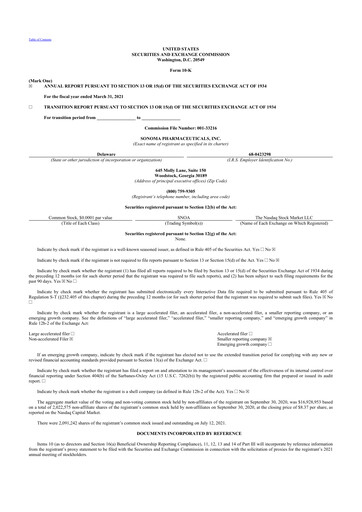 Vorschaubild Sonoma Pharmaceuticals 10-K Jahresbericht 2021