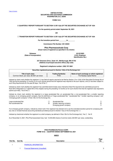 Vorschaubild Phio Pharmaceuticals 10-Q Quartalsbericht 2021 