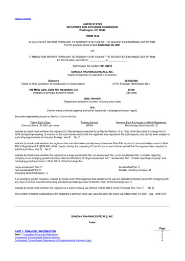 Vorschaubild Sonoma Pharmaceuticals 10-Q Quartalsbericht 2022 