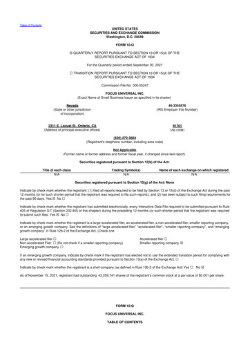 Thumbnail Focus Universal 10-Q Quarterly Report FY2021 