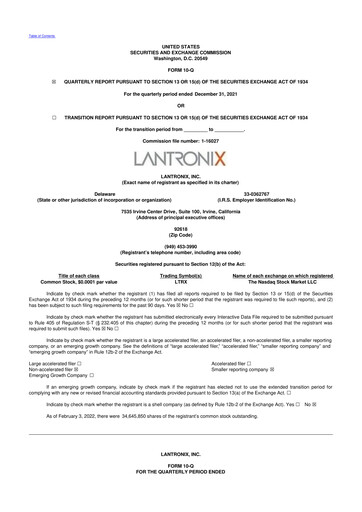 Thumbnail Lantronix 10-Q Quarterly Report FY2022 