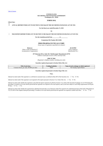 Vorschaubild Phio Pharmaceuticals 10-K Jahresbericht 2021