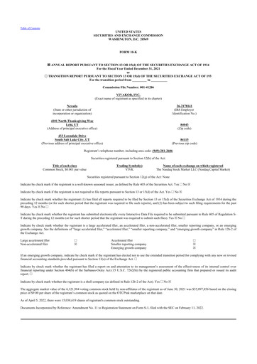 Thumbnail Vivakor 10-K Annual Report 2021