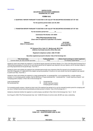 Vorschaubild Phio Pharmaceuticals 10-Q Quartalsbericht 2022 