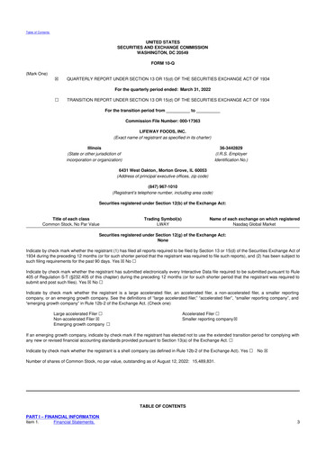Thumbnail Lifeway Foods
 10-Q Quarterly Report FY2022 