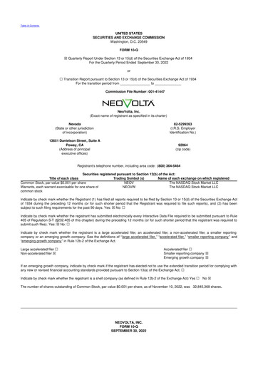 Vorschaubild NeoVolta 10-Q Quartalsbericht 2022 