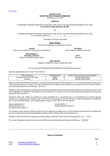 Thumbnail Beam Global 10-Q Quarterly Report FY2022 