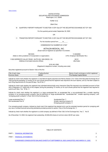 Thumbnail Aethlon Medical
 10-Q Quarterly Report FY2022 