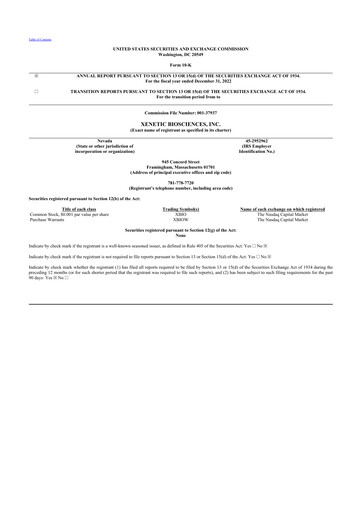 Thumbnail Xenetic Biosciences 10-K Annual Report 2022