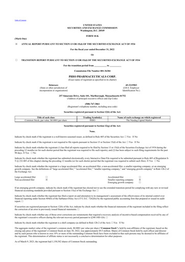 Vorschaubild Phio Pharmaceuticals 10-K Jahresbericht 2022