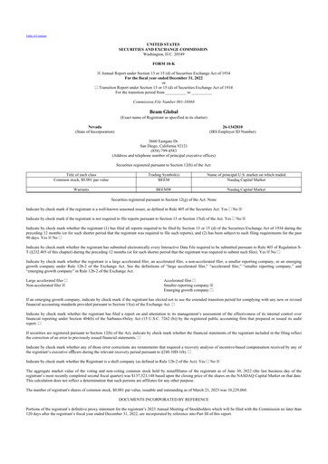 Thumbnail Beam Global 10-K Annual Report 2022