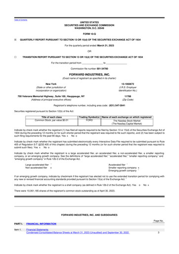 Miniature Forward Industries 10-Q Rapport trimestriel 2023 
