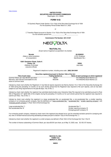Vorschaubild NeoVolta 10-Q Quartalsbericht 2023 
